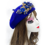 Margie's Flower Diamonte Winter Autumn Beret 10 Colours