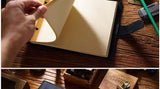 Stitched Genuine Leather Notebook 6 Colours Handmade Journal with Lock Blank Kraft Paper 200 Pages Sketchbook