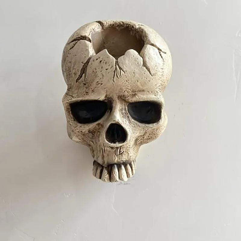 Skull Head Candle Holder Halloween Decor Wall Mounted Candle Sconce