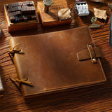 Stitched Genuine Leather Notebook 6 Colours Handmade Journal with Lock Blank Kraft Paper 200 Pages Sketchbook