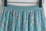 Primrose's Floral Tulle Skirt Embroidered Lace High Waist Midi Skirt
