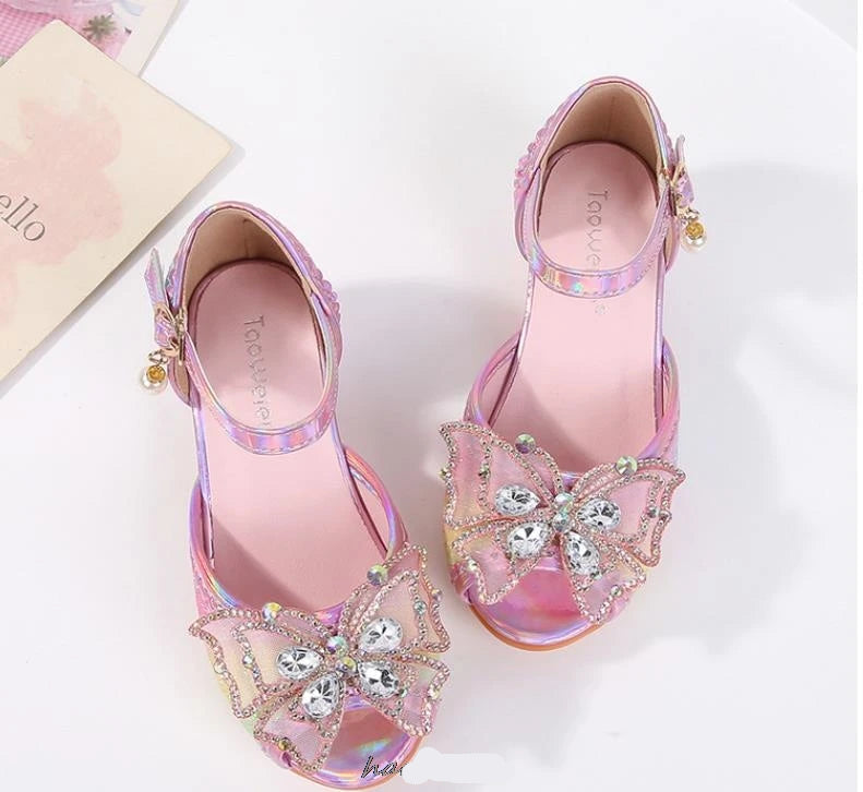 Party Shoes for Girls Glittery Butterfly Mary Jane Sandals Purple Gold Pink Blue