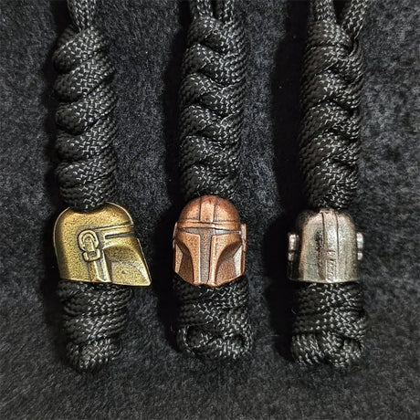 Brass Spartan Warrior Helmet Paracord Beads Lanyard Dreadlock Beard Bead