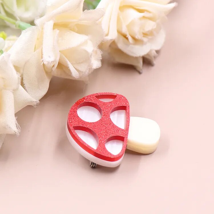 Glittery Mushroom Acrylic Brooch