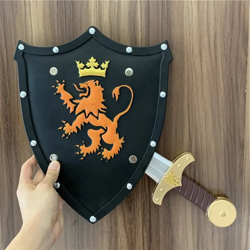Kids Toy Golden Lion Shield Sword Sets PU Cosplay Role Play Props