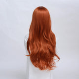Synthetic Copper Red Wig Cosplay Long Wave Middle Part Heat Resistant Daily Wigs