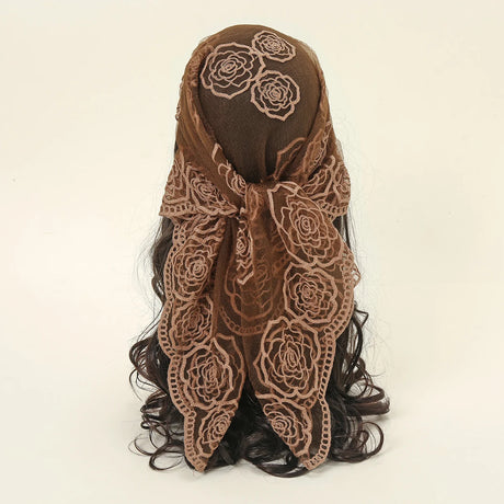 Lace Paisley Embroidered Square Bandana Scarf 23 Colours