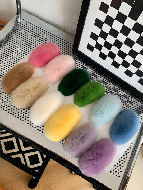 Fluffy Colourful Hair Clips Dopamine Hair Accessories