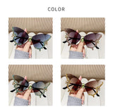 Diamond Butterfly Sunglasses Frameless Oversized Funglasses