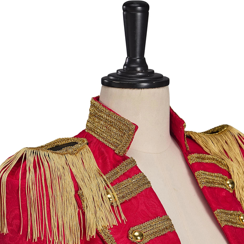 Ringmaster Jacket Regency Queen Red Fringed Military Tuxedo Women Gothic Steampunk Victorian Officer Uniform Coat