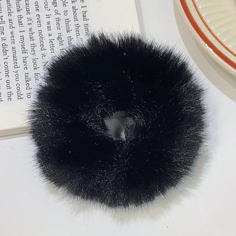 Dopamine Colour Fluffy Scrunchie Hair Bands Ponytail Holder Hair Accessories