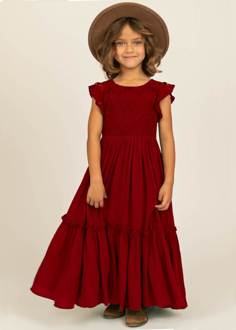 Girls Maxi Lace Chiffon Photoshoot Dresses For 3-15 Years