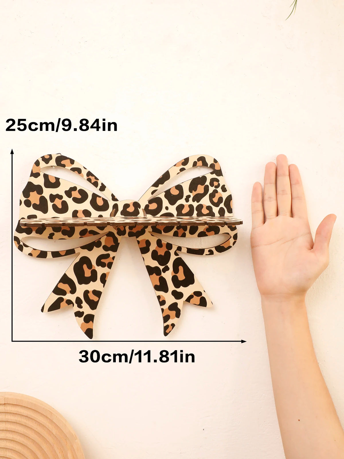Leopard Print Bow Wall Shelf Wooden Jewellery Display Shelves