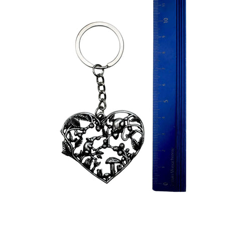 Forest Love Heart Mushroom And Mouse Keyring