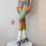 Dopamine Colour Gradient Tights Lace Mesh Pantyhose Stockings