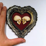Framed Miniature Lover Skulls Resin Dark Academia Wall Art