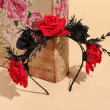 Red and Black Rose Headband Festival Performance Headband