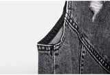 Black Denim Sleeveless Jacket Grunge Ripped Vest