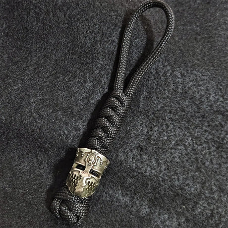 Brass Spartan Warrior Helmet Paracord Beads Lanyard Dreadlock Beard Bead
