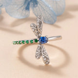 Dragonfly Rings Blue Green Cubic Zirconia