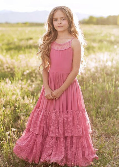 Girls Maxi Lace Chiffon Photoshoot Dresses For 3-15 Years