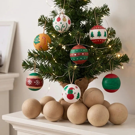 DIY Paintable Papier-mâché Balls Xmas Tree Hanging Ornaments Blank Fillable Paper Sphere
