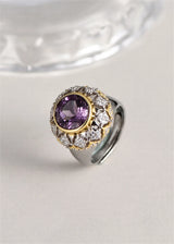 The Eye of Joy S925 Sterling Silver Ring Natural Amethyst Zircon