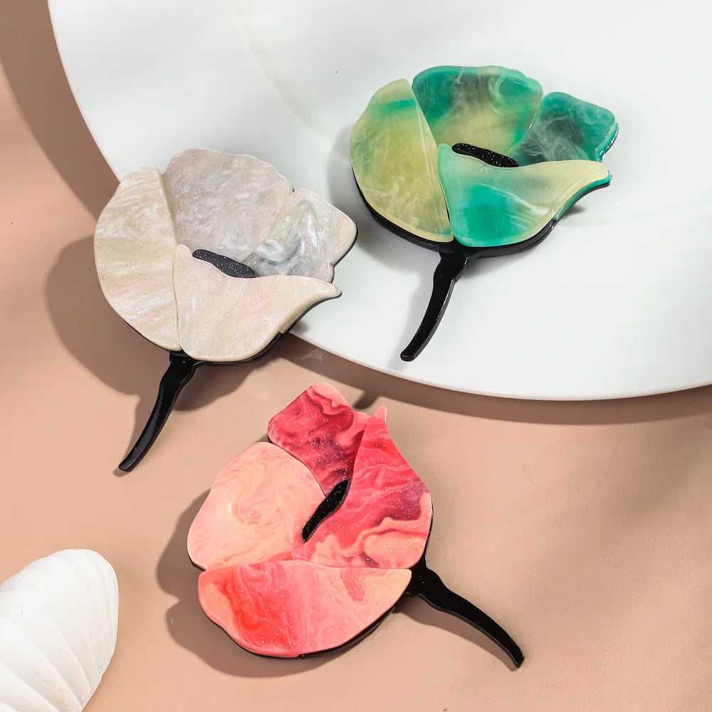 Rose Flower Acrylic Brooches