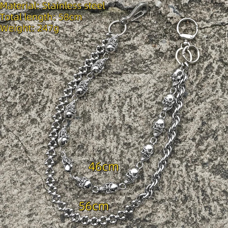 Skull Pocket Punk Wallet Chain Stainless Steel