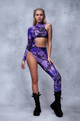 Asymmetrical Women Cyberpunk  Bodysuit Costume Colourful Jumpsuit Cosplay Halloween Party Performance Suit