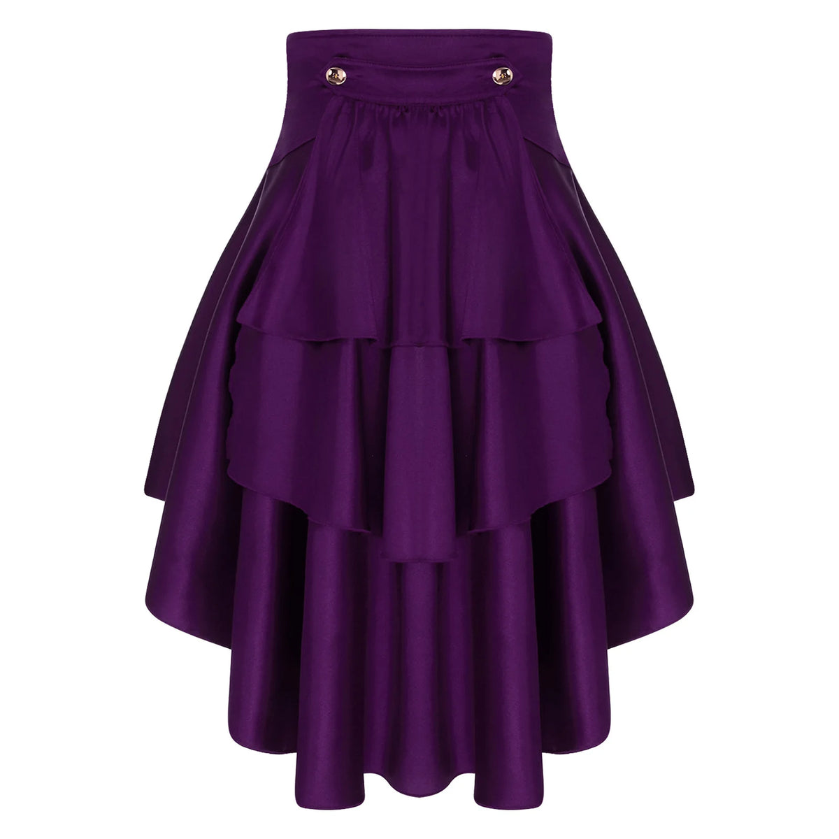 Gothic Steampunk Satiny Pirate Skirt Front Lace-up Tiered Irregular Hem Skirt Waist Belt Medieval Costume