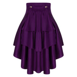 Gothic Steampunk Satiny Pirate Skirt Front Lace-up Tiered Irregular Hem Skirt Waist Belt Medieval Costume
