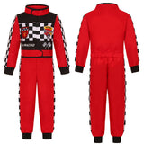 Kids Racer Costume Set Halloween Cosplay Checkered Racing Jumpsuit Boys Book Week Costumes