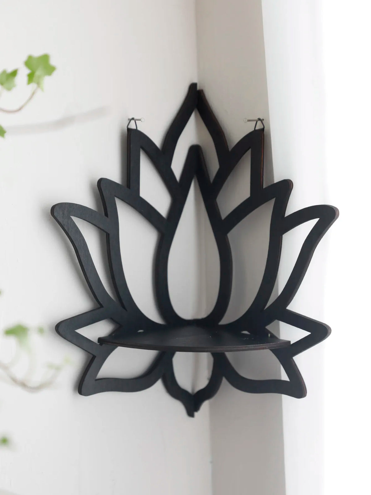 Lotus Crystal Corner Shelf Wooden Crystal Display Shelf
