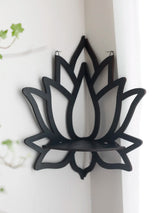 Lotus Crystal Corner Shelf Wooden Crystal Display Shelf