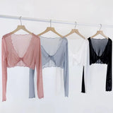 Mesh Dance Tops Bolero Shrug Tie Front