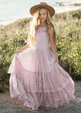 Girls Maxi Lace Chiffon Photoshoot Dresses For 3-15 Years