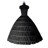 6 Hoop Crinoline Long Wedding Petticoat Ball Gown Dress Black White Red Underskirt Skirt