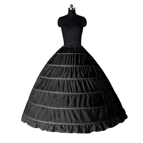 6 Hoop Crinoline Long Wedding Petticoat Ball Gown Dress Black White Red Underskirt Skirt