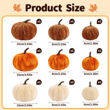 9pcs Velvet Artificial Pumpkins 3 Size Mixed Halloween Party Thanksgiving Home Table Decoration Autumn Fall Decor