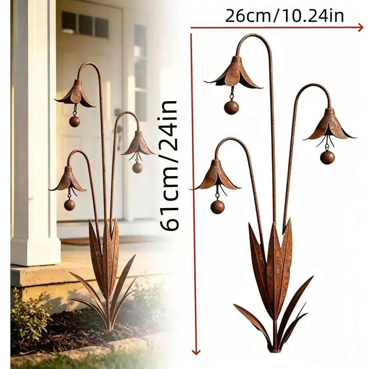 Rusty Iron Bluebell Garden Decorative Stake