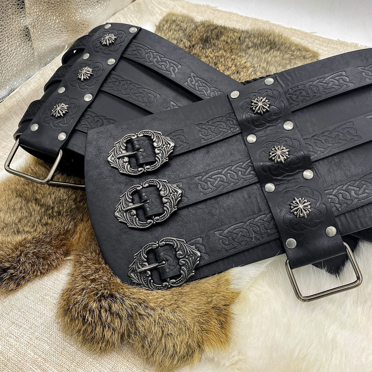 Nordic Viking Thor's Hammer Embossed Wide Belt