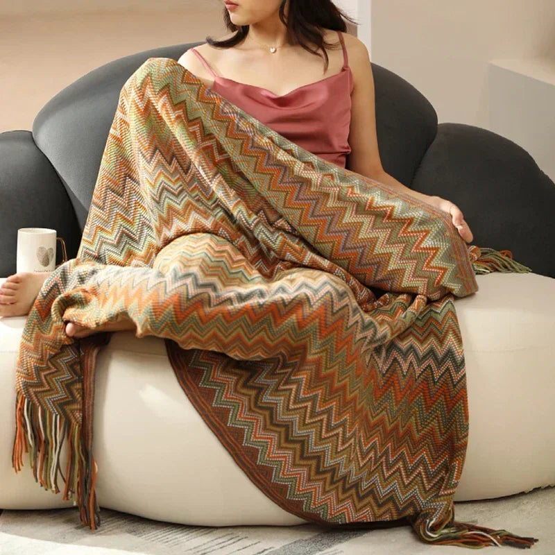 Boho Zig Zag Mexico Baja Blankets