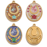 Two Horseshoe Fortune Enamel Charms Stainless Steel Gold Plated Pendant DIY Jewellery Earring Making Materials