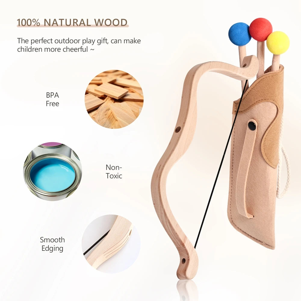 Bow and Arrow Toy Archery Set for Children Montessori Wooden Outdoor Toys Fine Motor Skills