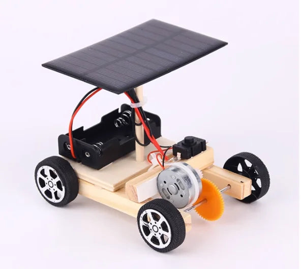 DIY Kids Wooden Solar Car Model Kit Toy Science Experimental Education Games