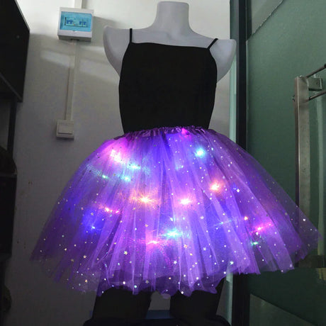 LED Witch Stars Tutu Skirt Glow Party Costumes Halloween