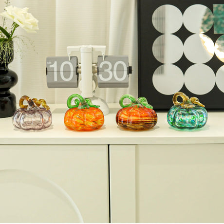 Handmade Blown Glass Pumpkin Ornament Fall & Harvest Thanksgiving Halloween Gift