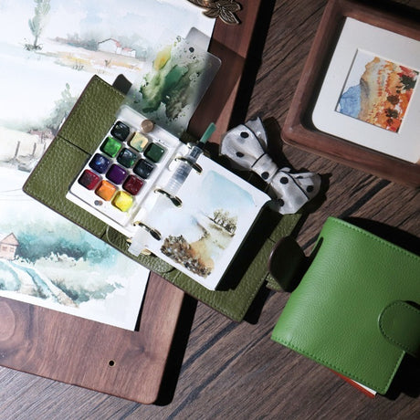 Painters Pocket Kit A9 Three-Ring Mini Loose-Leaf Leather Notepad Painting Supplies