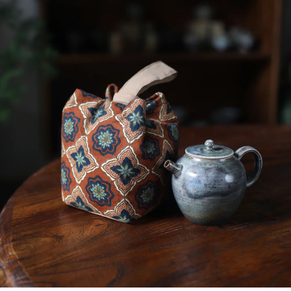 Padded Cotton Teacup Storage Bag Ceramic Glass Drawstring Bags Portable Organiser